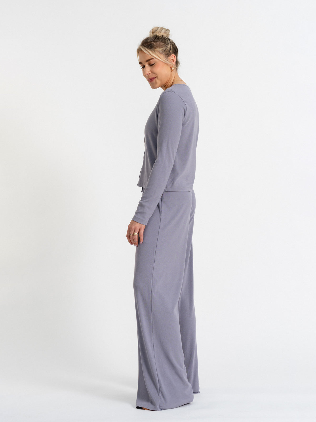 Joluun Jenny weite Hose in velvet grey - Damen Schlafanzug in softem Modal Stretch