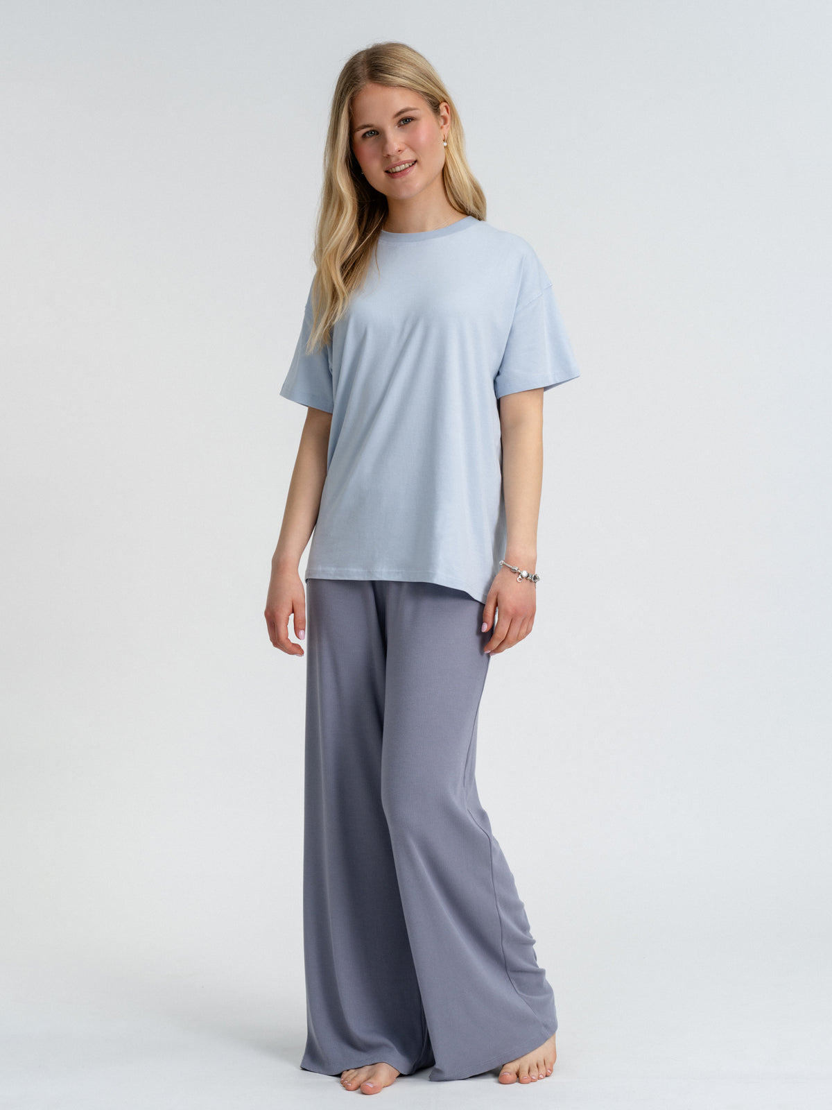 Joluun Jolina T-Shirt Damen Ice Blue - Loungewear Look - Mix dir deinen Lieblingslook