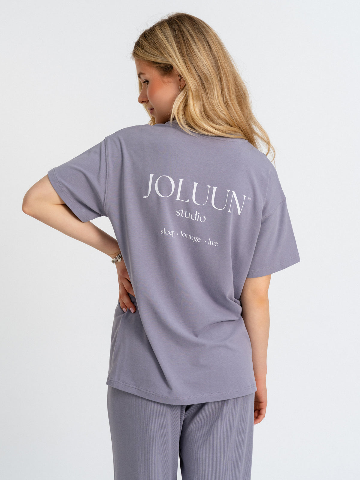 Joluun Damen T-Shirt Jolina mit Backprint - sleep lounge live Baumwolle grey