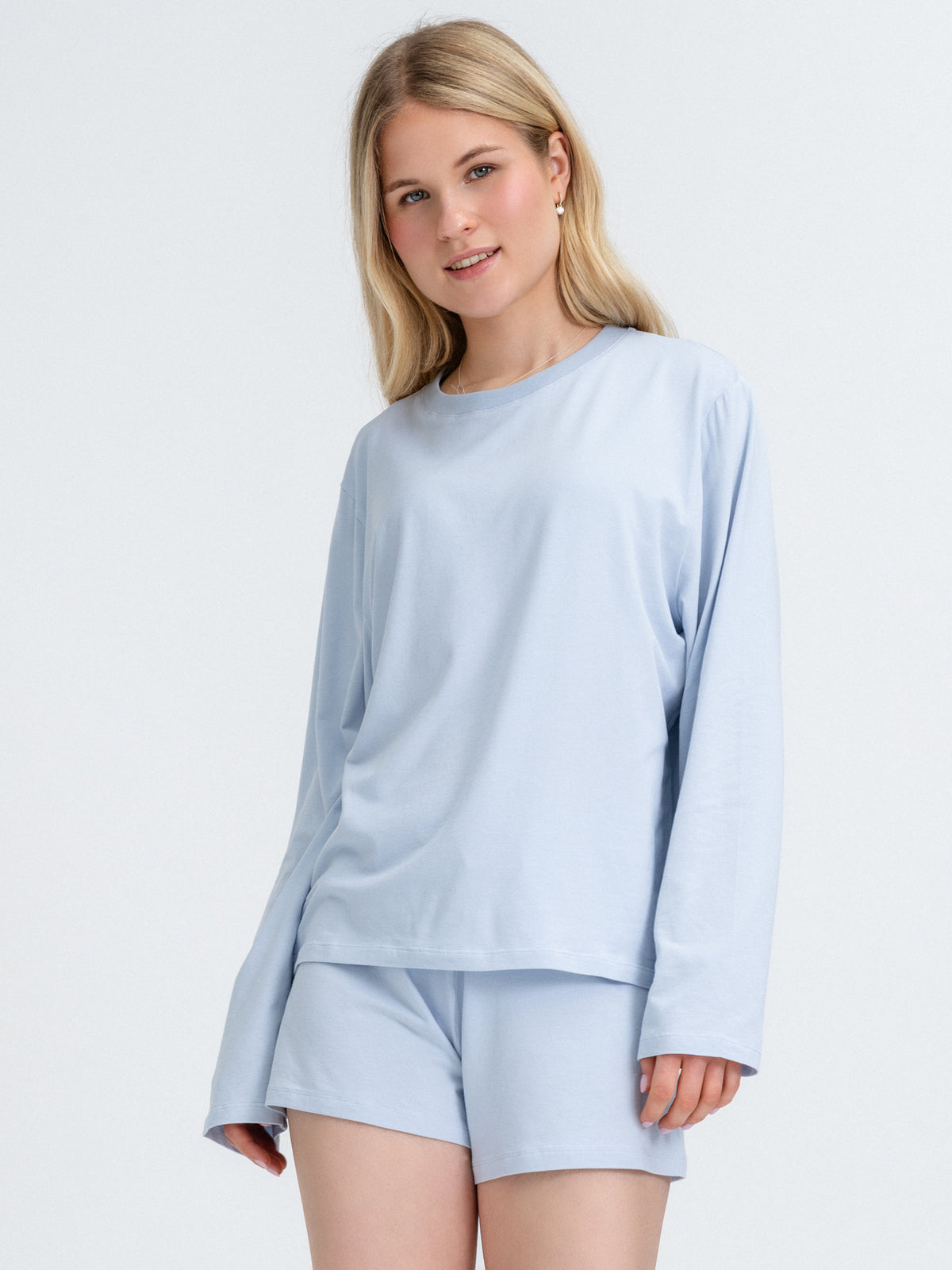 Joluun Julie Pyjama Shorts ice blue - Damen Sleepwear Dream Set Buttery Soft Cotton Modal Mix