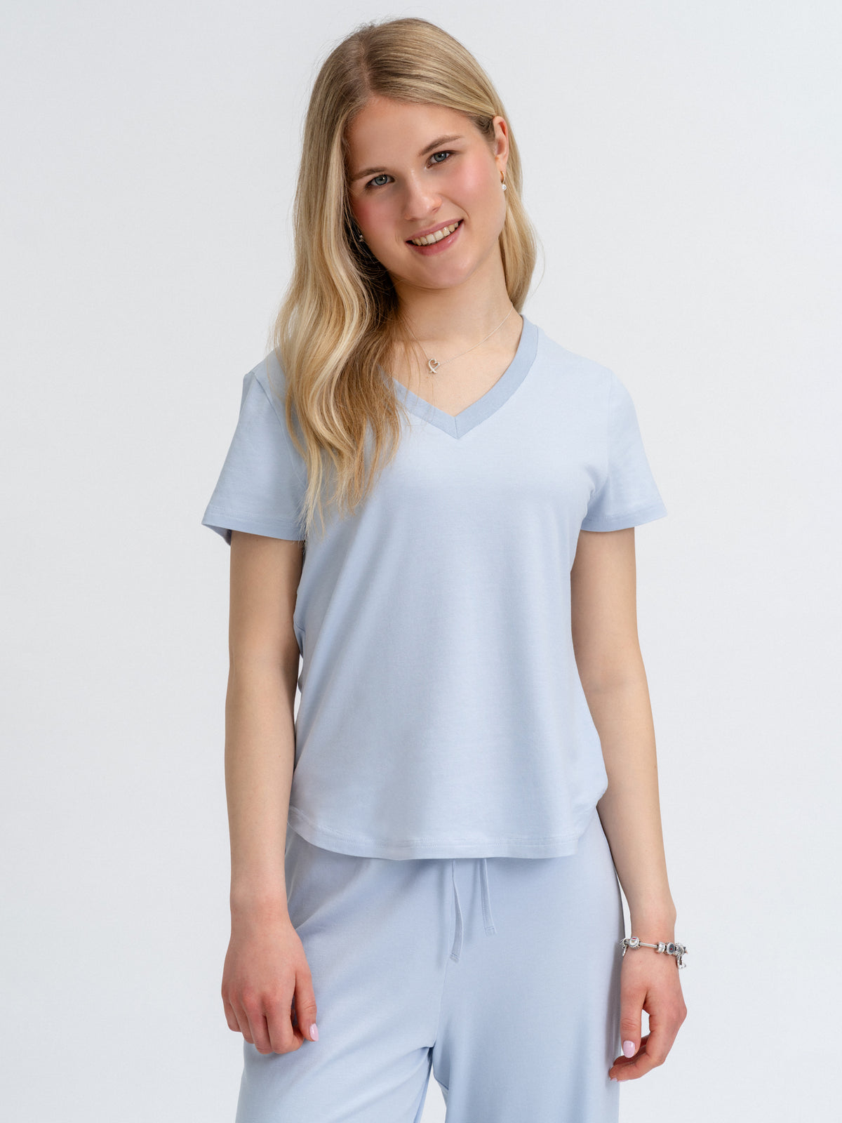 Joluun Kylie Schlafshirt hellblau - Damen Sleepwear Baukasten System für eigenen Look
