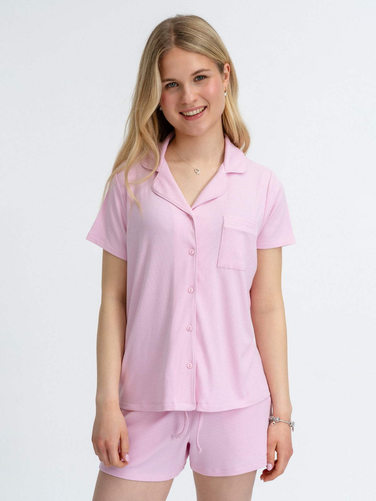 Joluun Pyjamahemd Patricia mit Kragen und Knöpfen rose - Deine perfekte Nachtwäsche Kombination