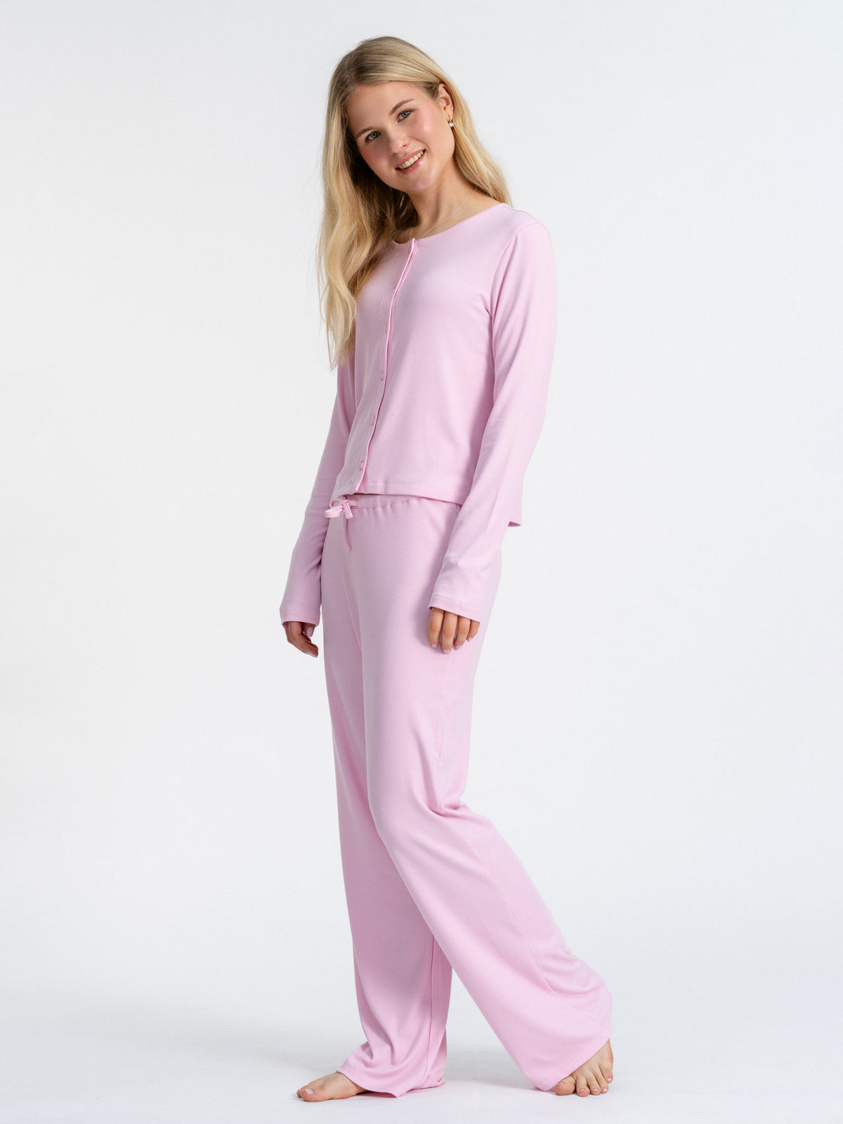 Joluun Pyjamahose Damen Kristin mit Oberteil Emma pale pink - mix match deinen persönlichen Look