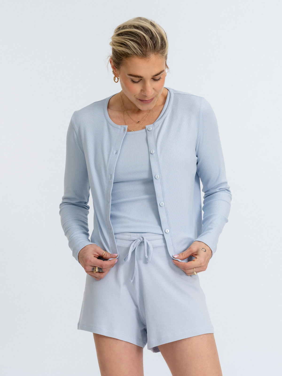 Joluun Pyjama Mix and Match Ice Blue - Modal Schlafanzug Damen Sommerkollektion