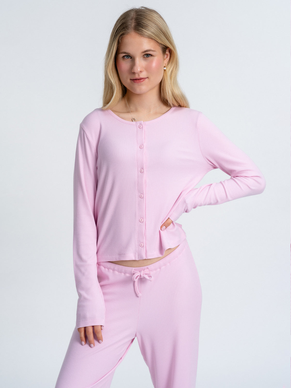 Joluun studio Cardigan Emma pale pink - Pyjama Top kombinierbar zu Shorts oder langer Hose