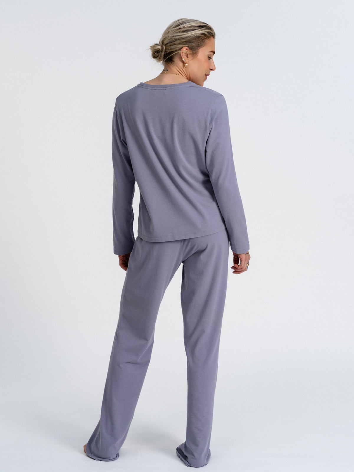 Joluun Studio Kim Longsleeve Pyjama Shirt Damen aus butterweichem Modal Baumwoll Stretch grey