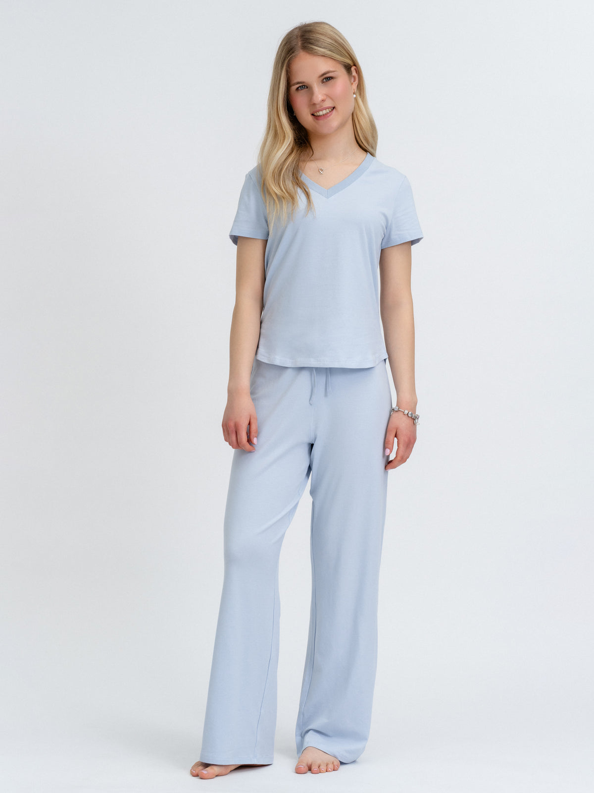Joluun studio Sam Loungewear Hose ice blue - Damen Pyjama buttery soft für ultimativen Schlafkomfort
